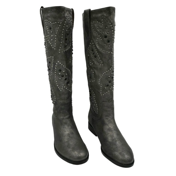 FRYE & CO Pewter Phoenix Tall Leather Womens Boots‎  Color Pewter  Size 6  NWT - Picture 4 of 10